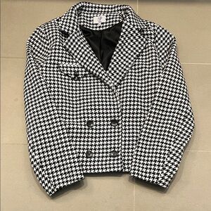 Elegant Houndstooth Women's Double Breasted Blazer